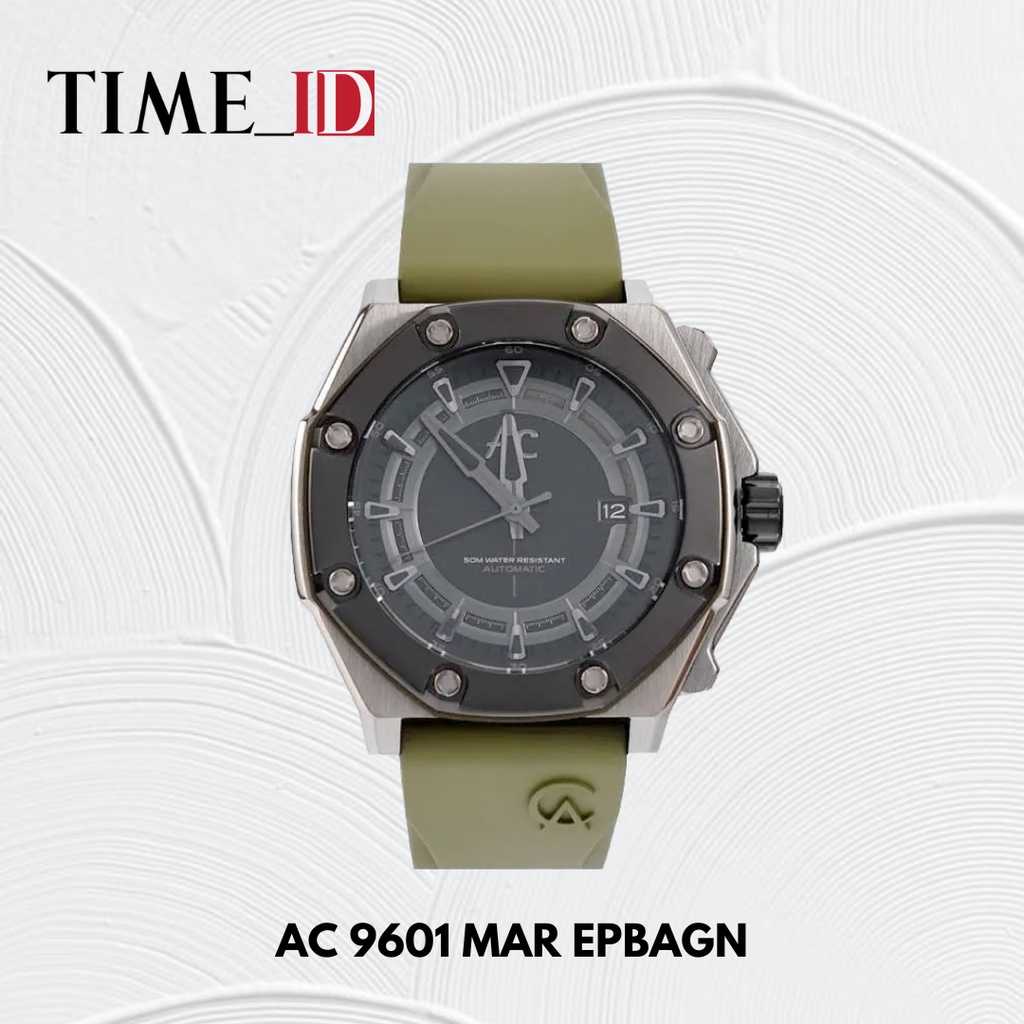 Jam Tangan Alexandre Christie 9601 GREEN RUBBER Pria