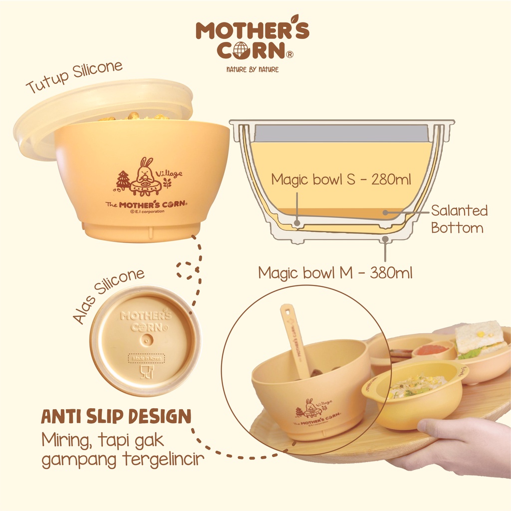 Castle - Mothers Corn Magic Bowl Ukuran M With Lid - Mangkok MPasi Bayi with Penutup - Mangkok Sup + Tutup