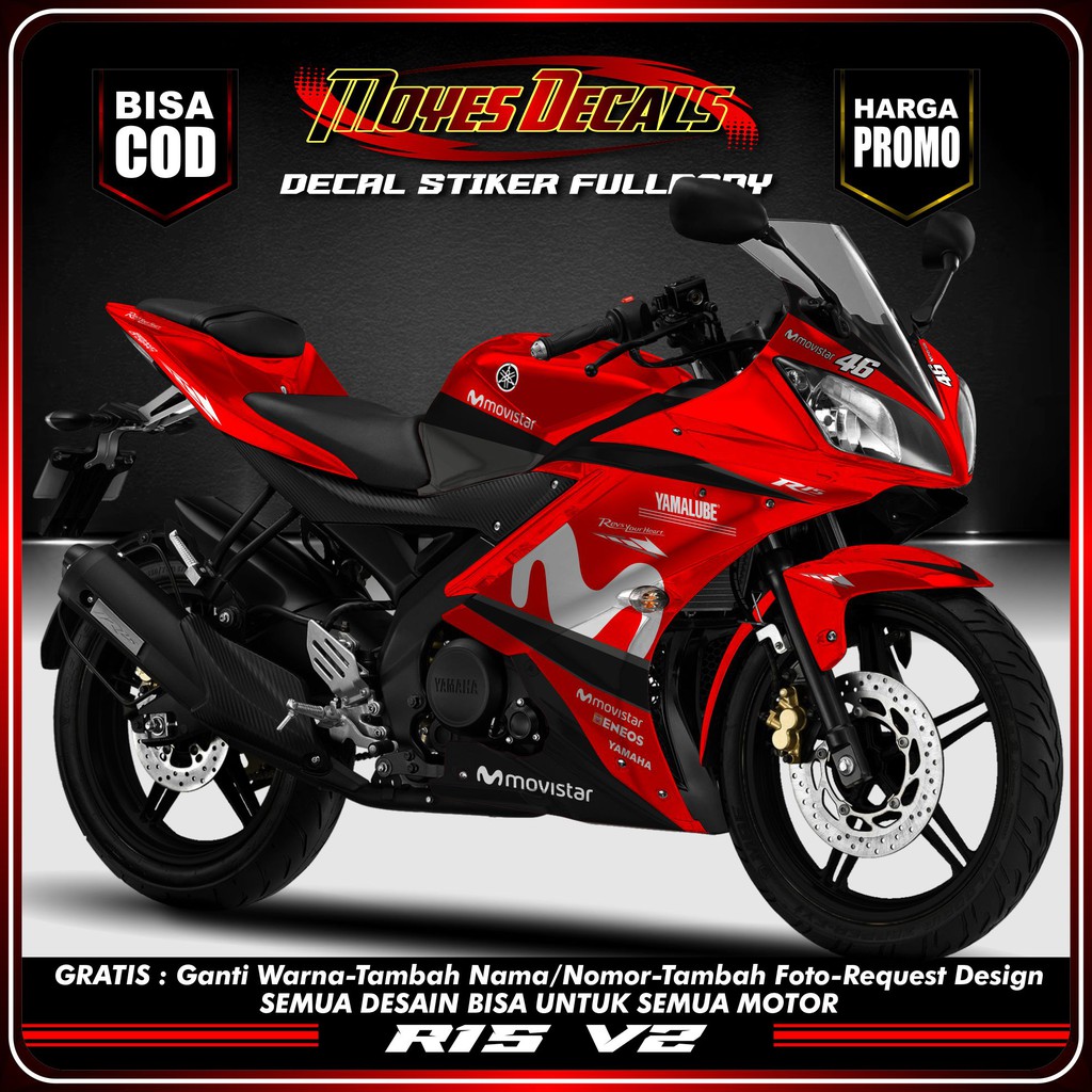 decal stiker r15 v2 stiker motor r15 v2 stiker fullbody r15 v2 stiker yamaha r15 v2 movistar
