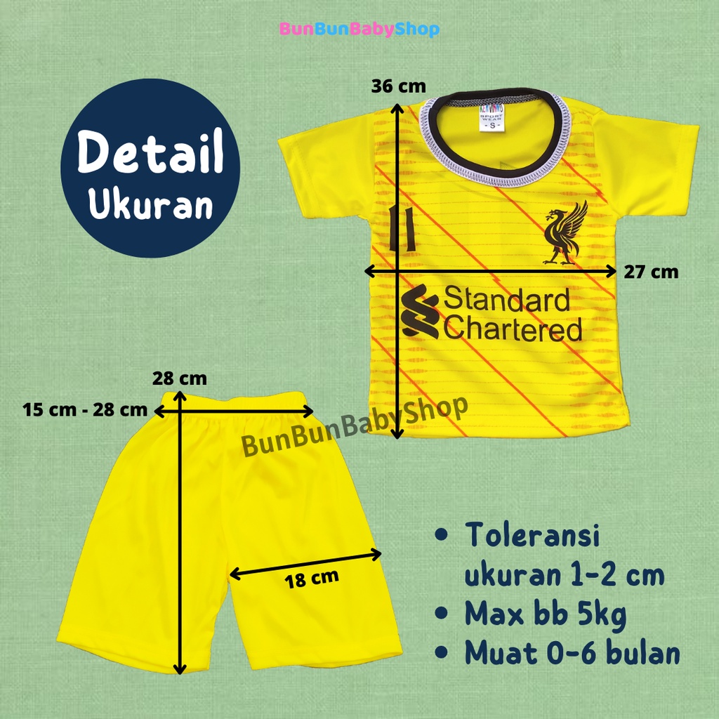 Setelan Baju Bola Bayi Lengan Pendek Jersey Football Club Baby New Born Perlengkapan Baru Lahir Fashion Peralatan Anak Futsal Murah