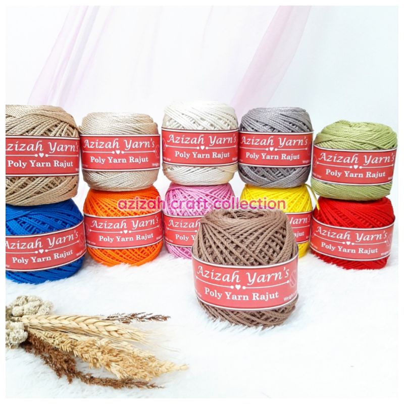 Azizah Yarn Polyester Poly Yarn semi kilap 100gr