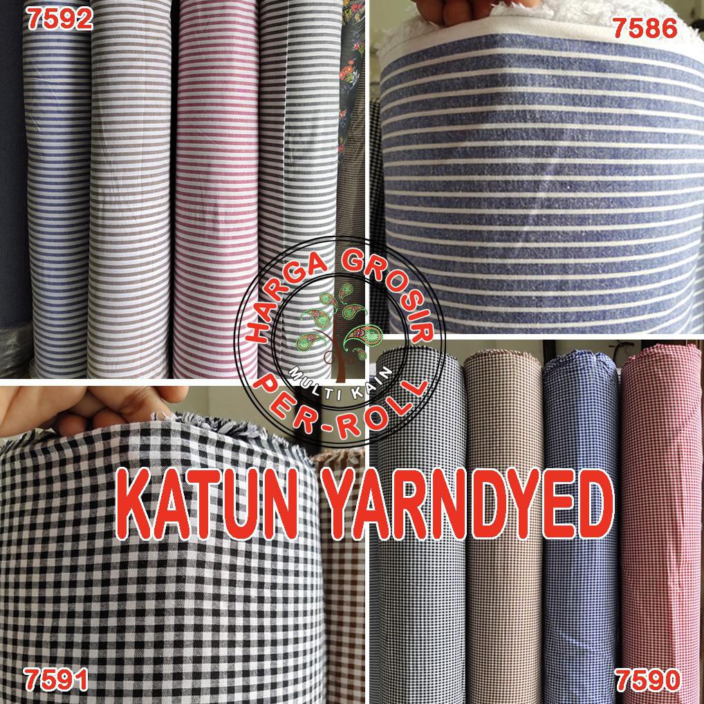 Kain Bahan Kain Katun Tenun Yarndyed Kotak Basic 1 roll = 150 yard