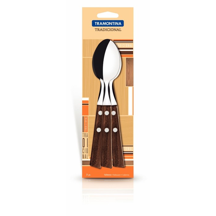 Made in Brazil Sendok Makan Gagang Kayu TRAMONTINA set 3pc Spoon