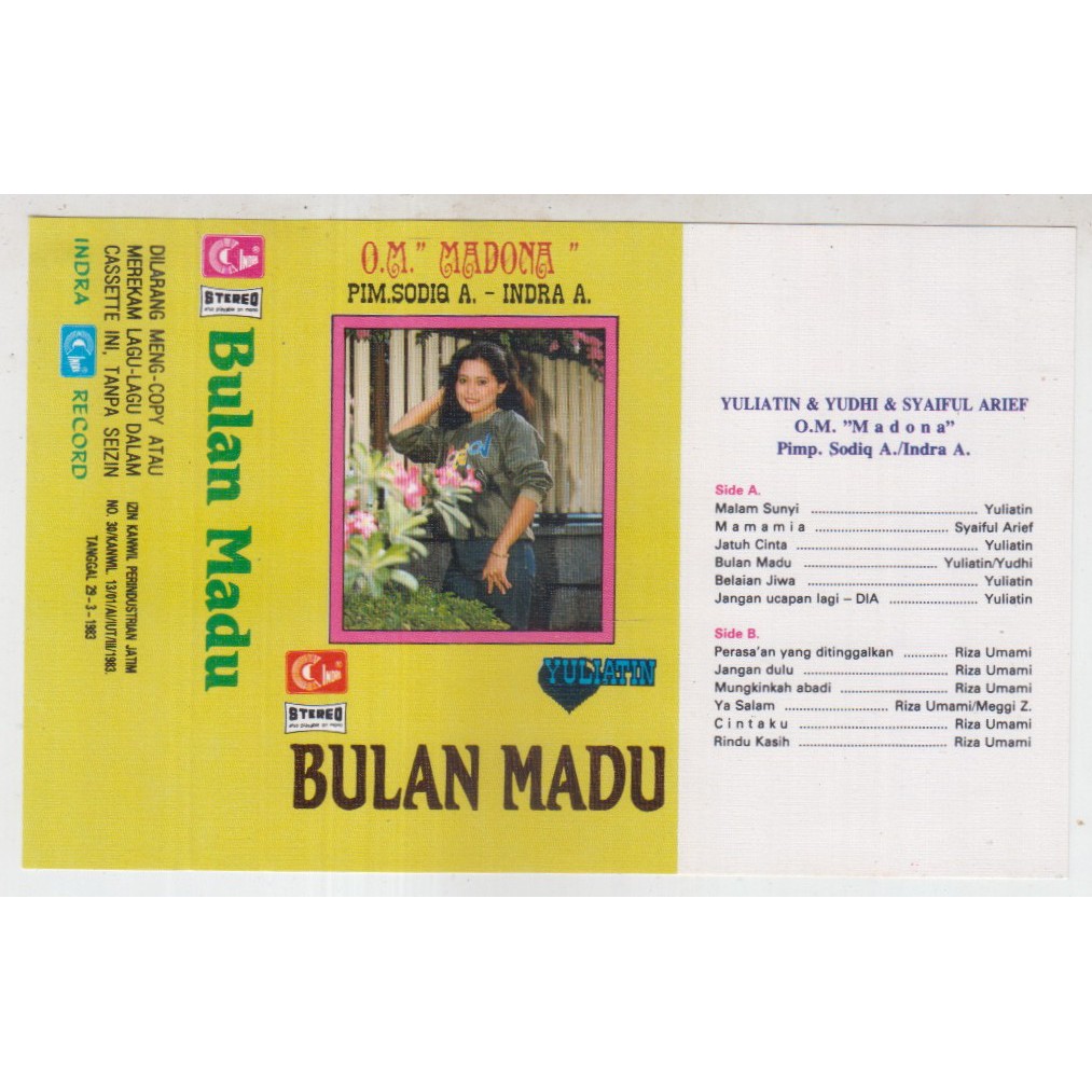 COVER SAMPUL KASET YULIATIN - BULAN MADU