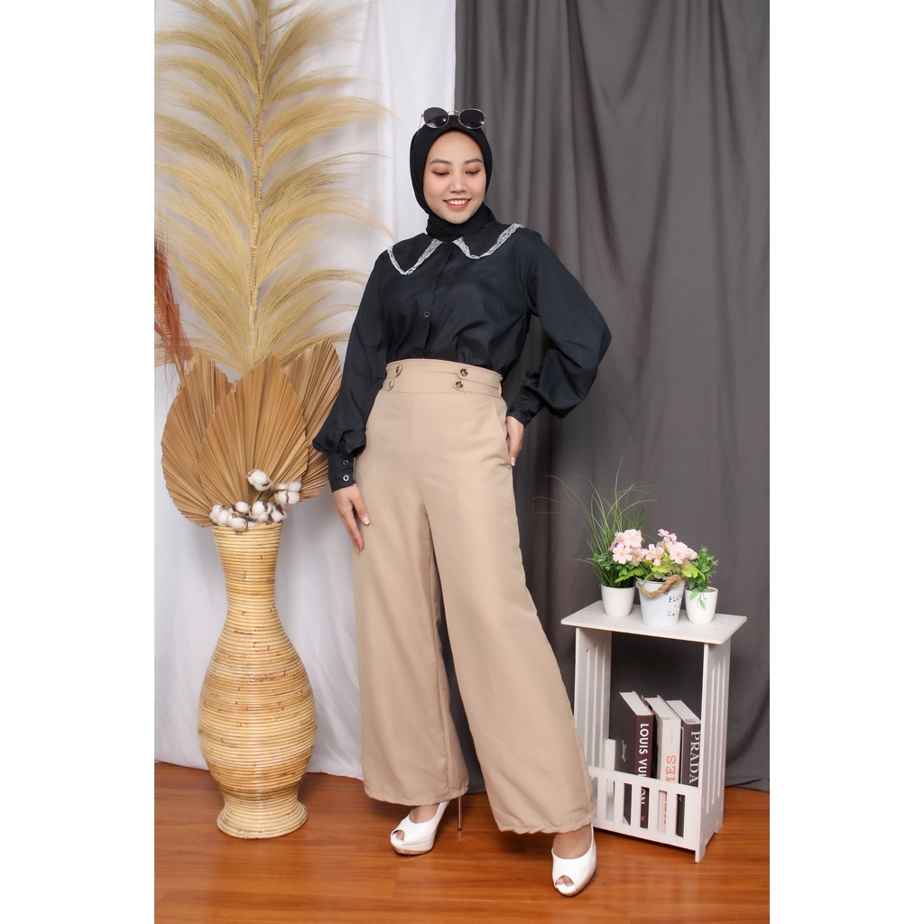 BEFAST - ZRX OOTD Celana Highwaist RONY / Celana Kulot Highwaist - Linen Cullote Double Button / Celana Panjang Kulot Kekiniaan Remaja / Kulot banyak Warna / Celana Panjang Trendy / Termurah / OOTD Ala Korean Style