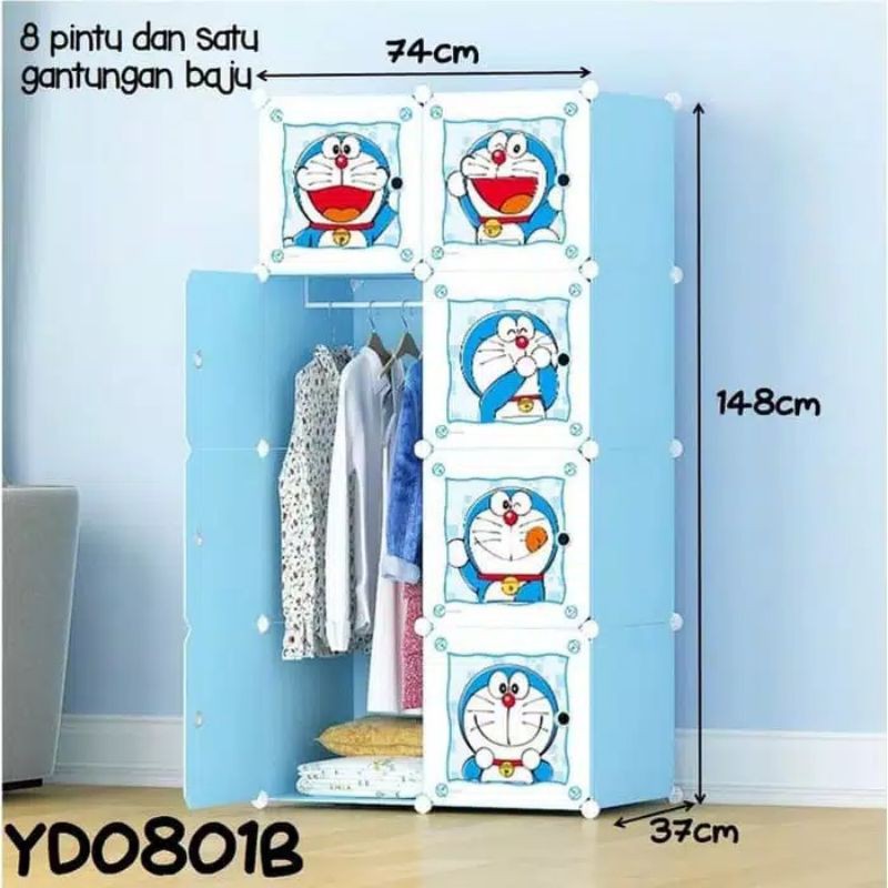 Medan Termurah Lemari Pakaian Portable/Lemari Plastik Baju 74x148x73cm 8 pintu