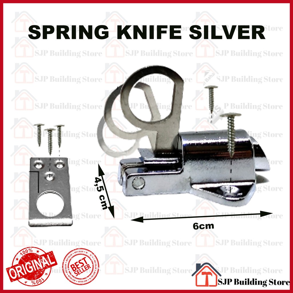 Spring Knip Silver l Slot Jendela Kodok l Grendel l Knife l Tip Top