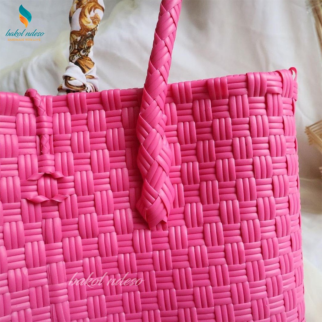 Tas Tote Bag Premium Pastel Anyam Wanita Tas Jali Jinjing Modern Kekinian Tas Handmade Model Premium