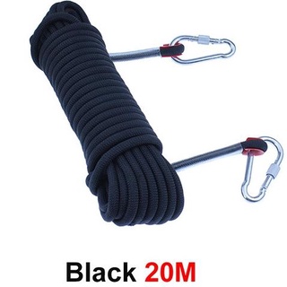 Tali Paracord Panjat Tebing Climbing Rope 10Mm 20 M Carabiner Black