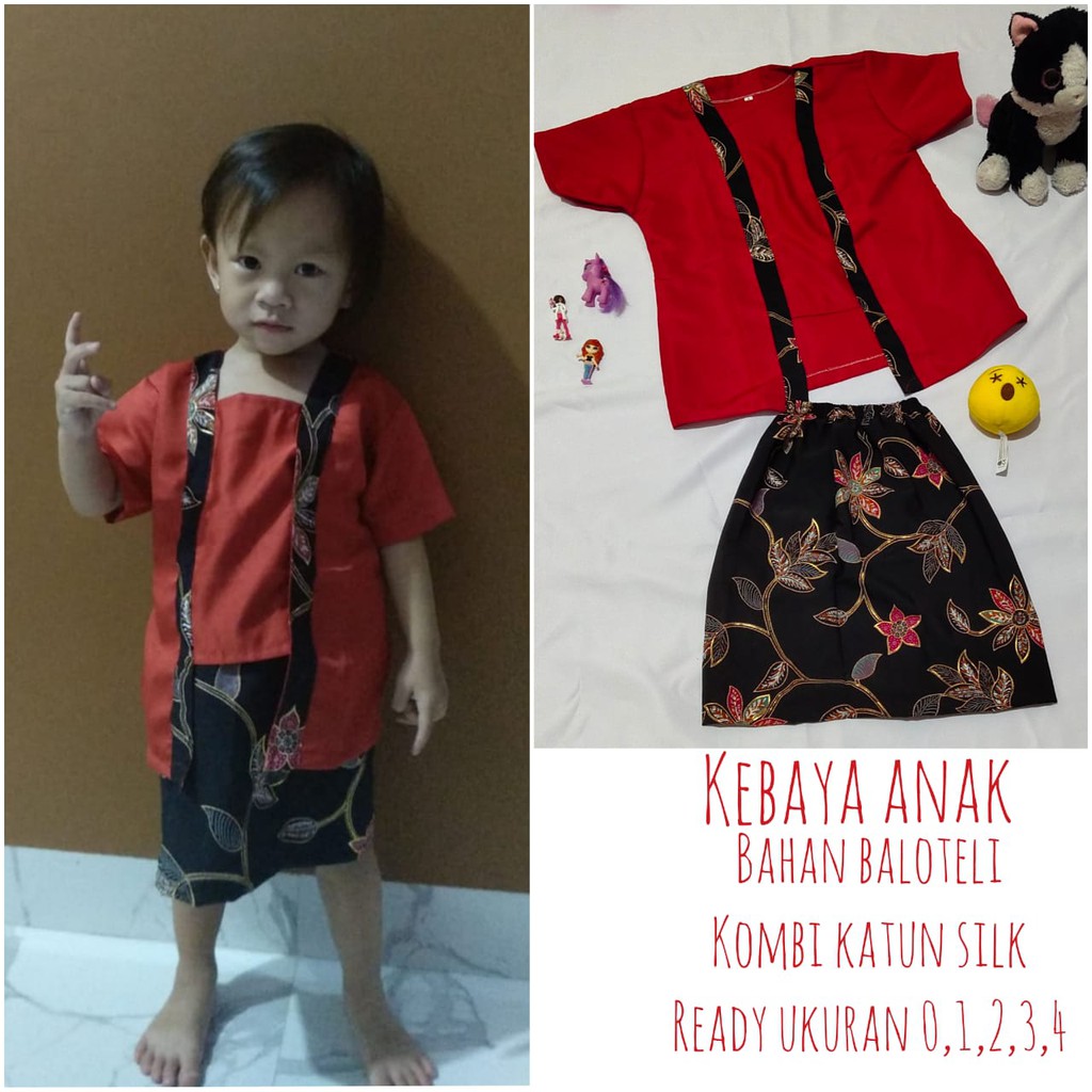 SB Collection Stelan Kebaya Galfin Kartini KutuBaru Dan Rok Midi Batik Anak Perempuan