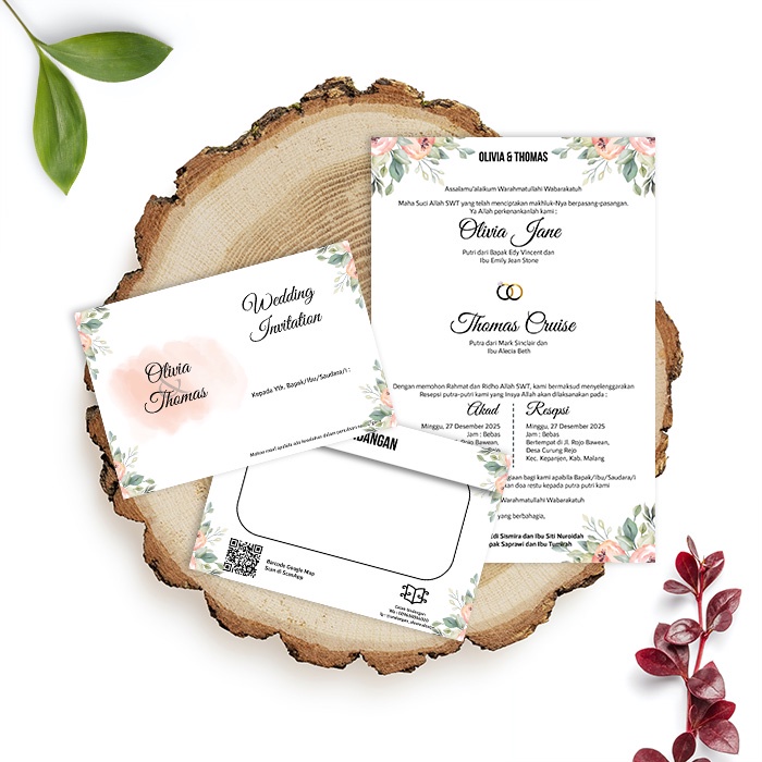 undangan flower amplop / undangan sembur rustik craft vintage minimalis elegan cantik putih hitam co