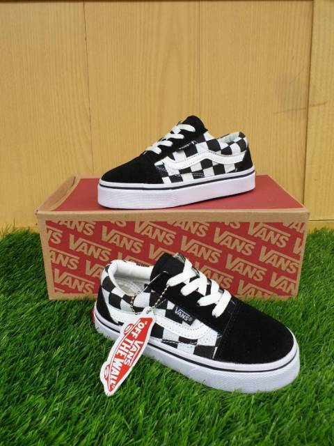 Sepatu Vans Anak Chekerboard motif catur tali