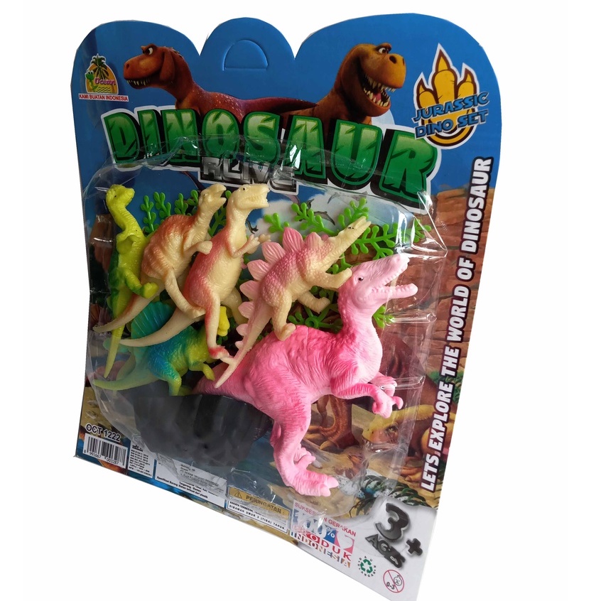 Set Miniatur 6 pcs Jurassic Dino Karet Multiwarna