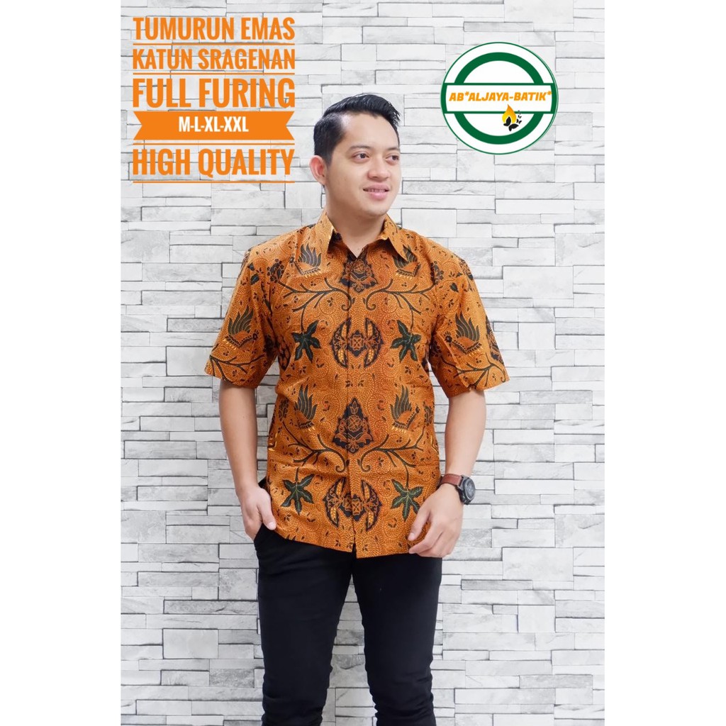 TUMURUN EMAS Kemeja Batik Pria Full Furing Bahan Katun Sragenan