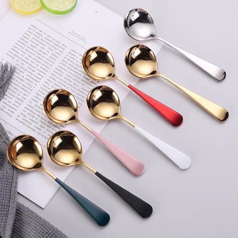 SENDOK BULAT KOREA SENDOK MAKAN SENDOK SUP / SOUP SPOON / DESSERT SPOON SENDOK STAINLESS STEEL