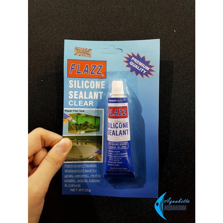 Lem Aquarium Sealant Flazz Kaca Akuarium Bening Silicone Rubber Ukuran