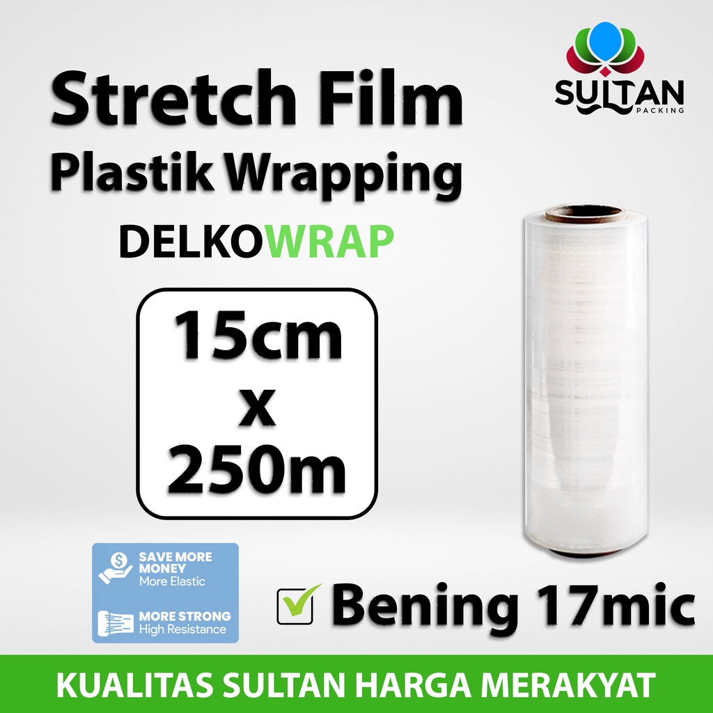 

Plastik Wrapping Stretch Film 15cm x 250m DELKOWRAP BENING SATUAN