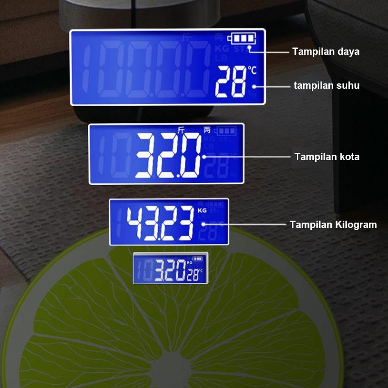 Timbangan badan digital Timbangan Kaca / Body Composition Scale Aneka Motif Buah