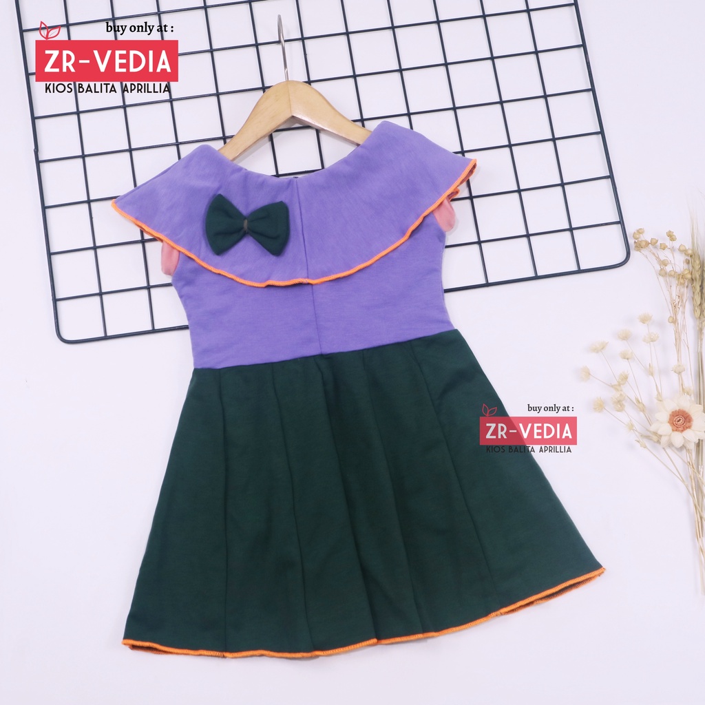 Dress Evelin uk 1-2 Tahun / Baju Anak Perempuan Atasan Model Dres Cewek Gaun Pesta Motif Polos Bunga