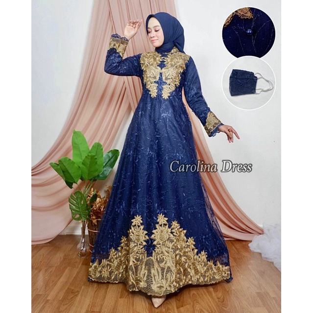 Carolin Dress / Kebaya Gamis Modern / Kebaya Pesta / Gamis Pesta Mewah / Kebaya Cantik / Gamis