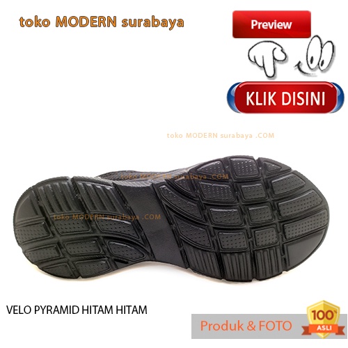 Sepatu pria sekolah casual slip on tanpa tali VELO PYRAMID HITAM HITAM