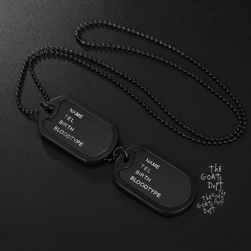 The Goats Dept - Triple Black Dog Tag Necklace / tgd551 Kalung Prajurit Hitam Ukir Aksesoris Pria Wa