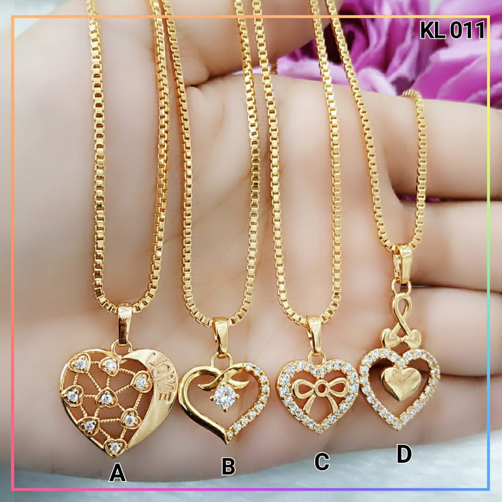 Kalung xuping kalung dewasa tambang love permata biru zirqon perhiasan lapis emas gold KL 011