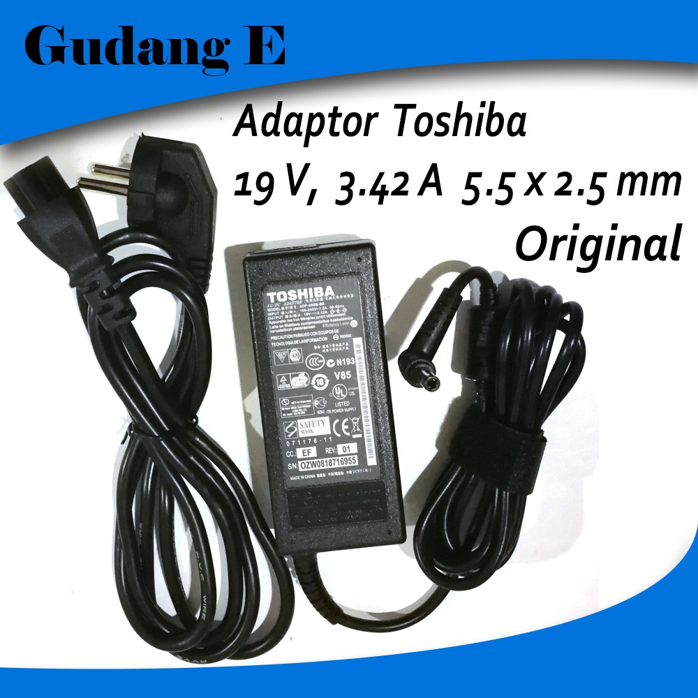 Adaptor Charger Toshiba C800 C800D C840 C840D C850 19V 3.42A ORIGINAL