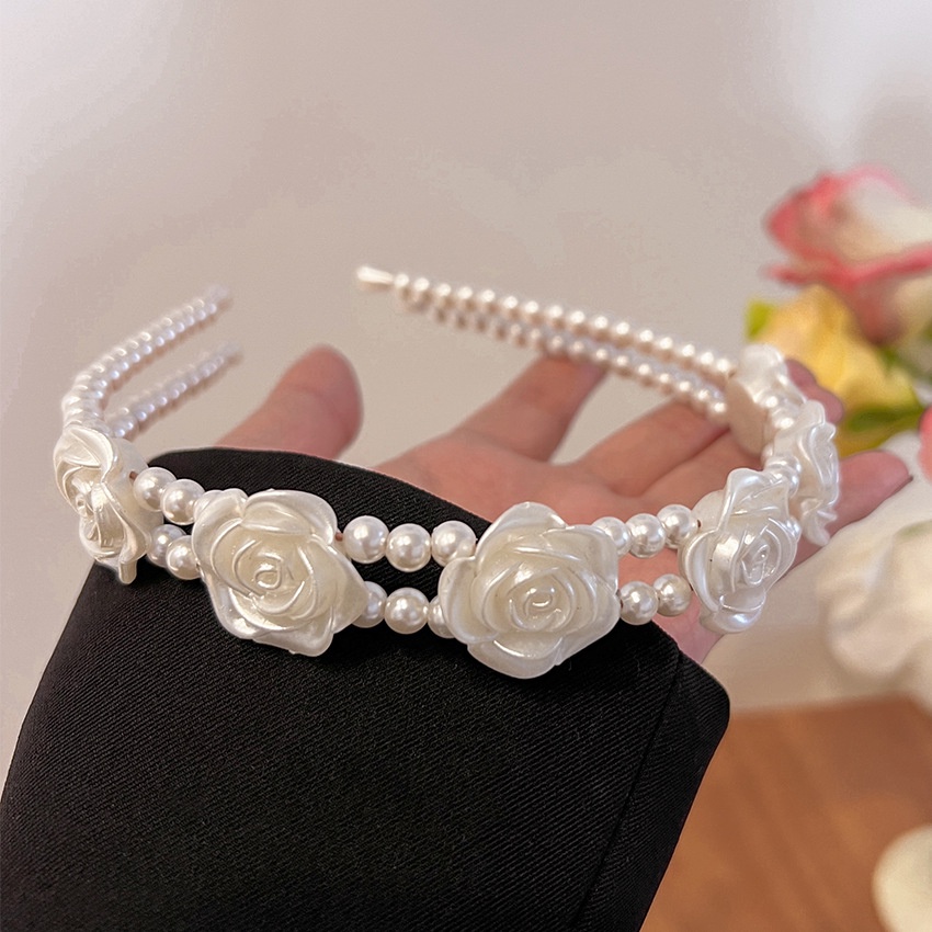 Hairband Model Bunga Double Layer Aksen Mutiara Gaya Korea Untuk Wanita