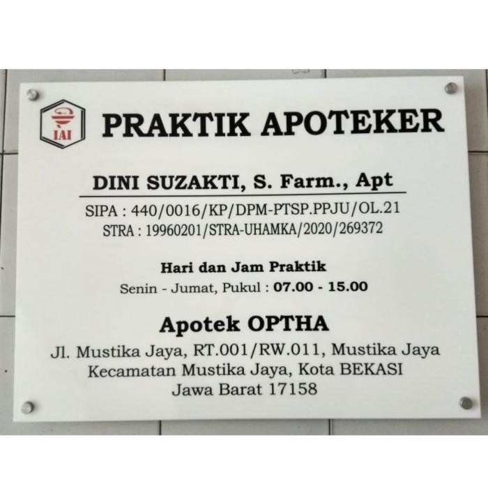 

Paper / Akrilik Papan Nama Dokter/Apotek Custom Cetak Uv Di Akrilik Langsung