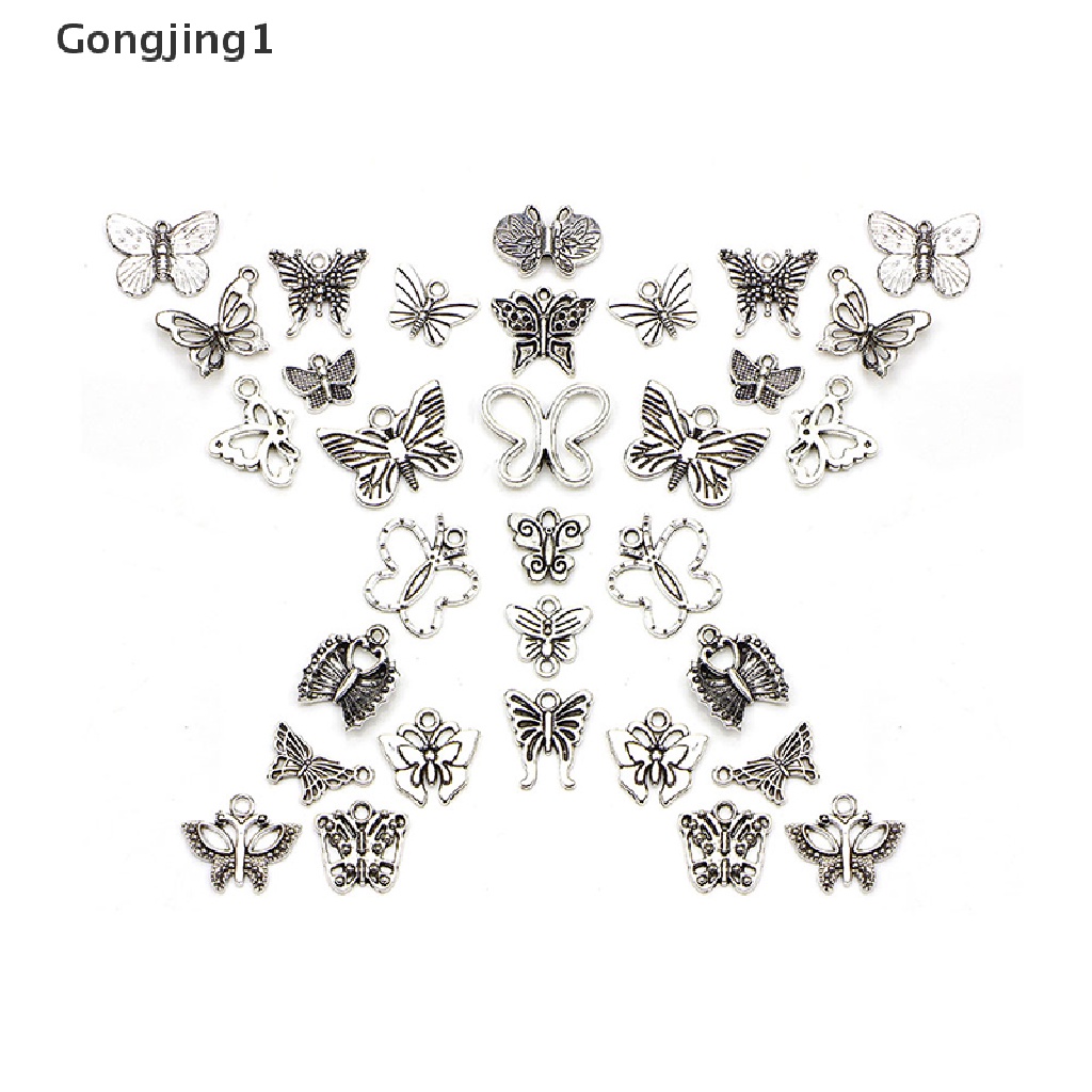 160pcs / set Liontin Bentuk Kupu-Kupu Warna Silver Gaya Vintage Tibet Untuk Kerajinan Perhiasan