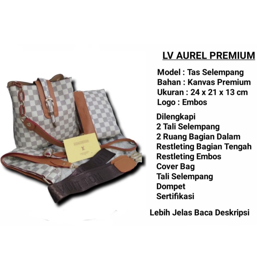 TAS LV ASYANTI IMPORT BEST SELLER | TAS WANITA LV AUREL PREMIUM MOTIP DAMIER PUTIH