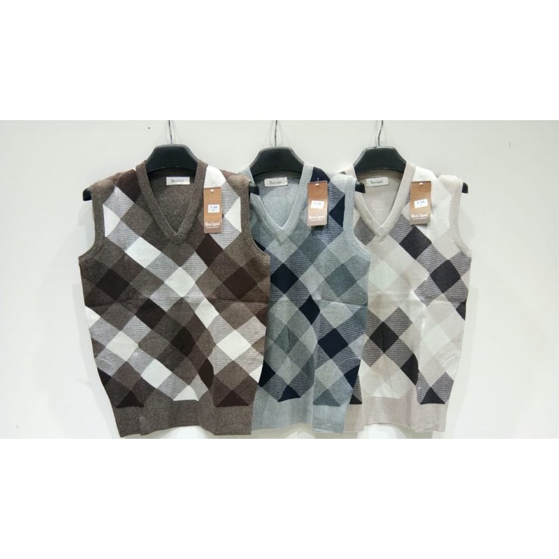 Mario Zegnoti - Sweater Rompi Rajut Bapak Krah V Pria Import (#V16)