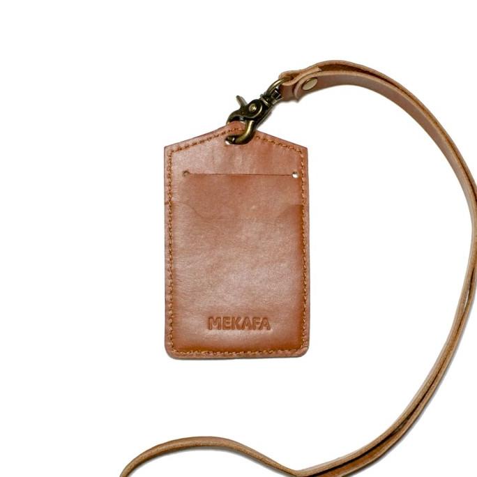 

Gantungan Id Card Holder Mekafa Facard Name Tag Kulit Sapi Asli Brown