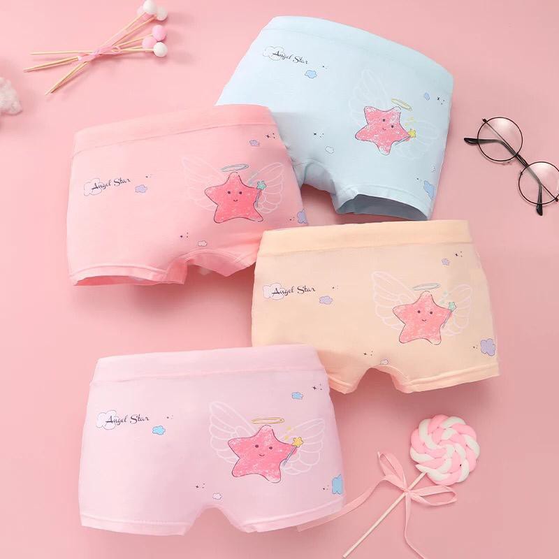 Celana dalam anak perempuan bahan katun dengan ziplock pouch Boxer anak cewe isi 4 pcs bahan katun