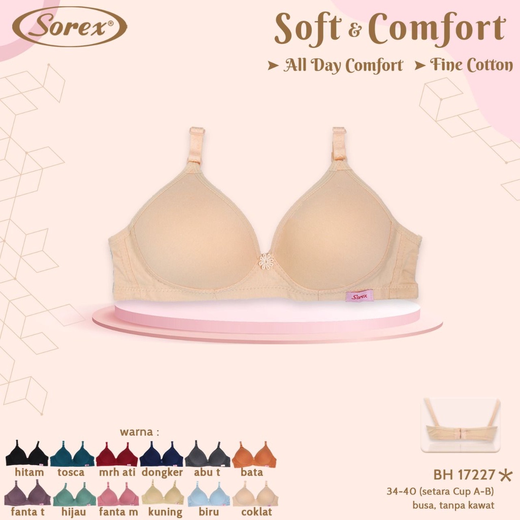 BH Sorex 17227 Bra Busa Tanpa Kawat 34-40 Termurah Terlaris