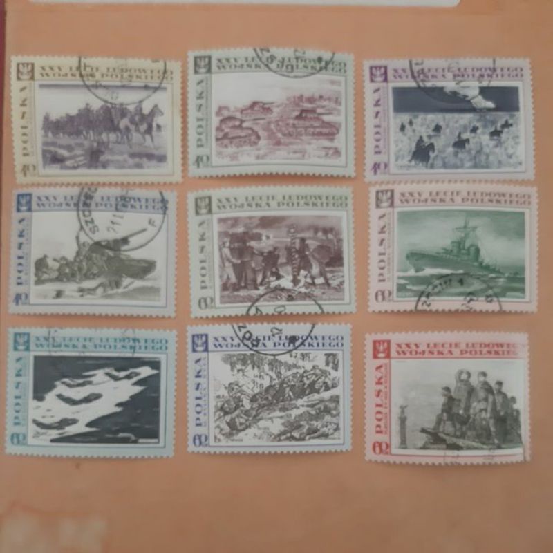 

Perangko Polandia Polska 1968 25th annv people's army set 9 prangko