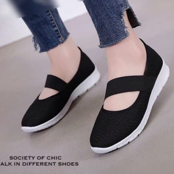 qingshui slempang slip on wanita karet sepatu kekinian