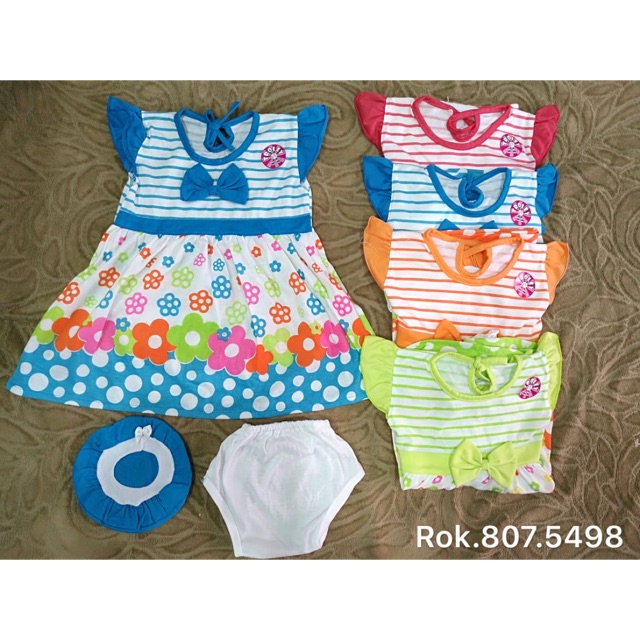 Rok bayi lucu dengan topi dan celana 3-7m katun