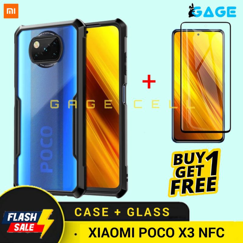 Free Tempered Glass Xiaomi Poco X3 Nfc - Softcase Hardcase Case Armor Poco X3 Nfc Casing Tpu Cover