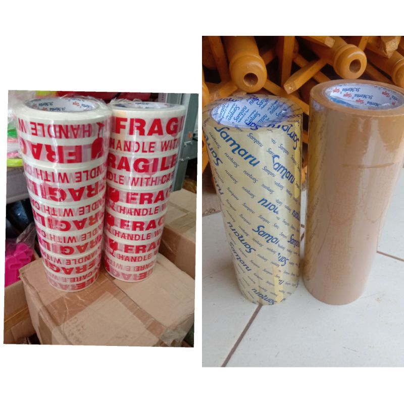 

Lakban bening 70 yard lakban coklat 90 yard lakban fragile 90 yard
