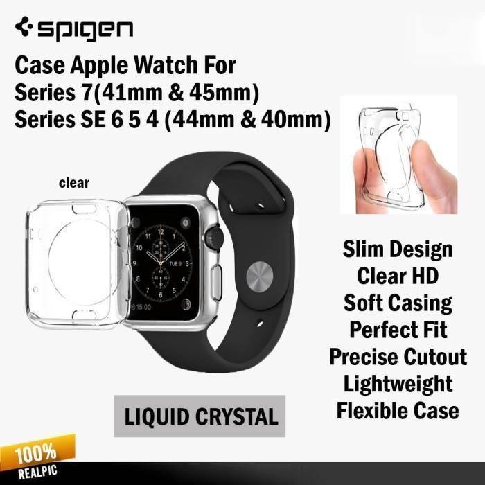 case apple watch 7 2021 45mm 41mm spigen clear softcase casing slim   45mm 44mm