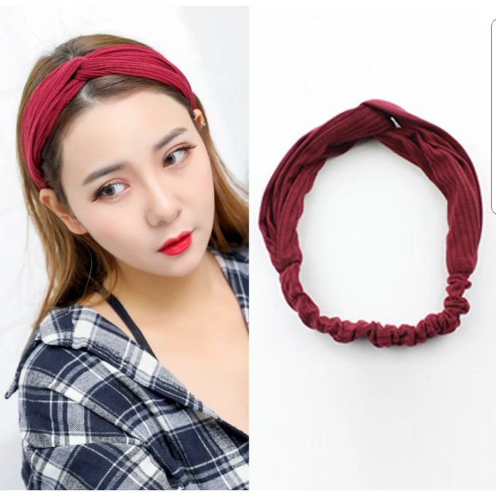 GO!BD222 BANDO SIMPUL GARIS POLOS CEWEK BANDANA TWIST ELASTIS WANITA GAYA FASHION KOREA COD