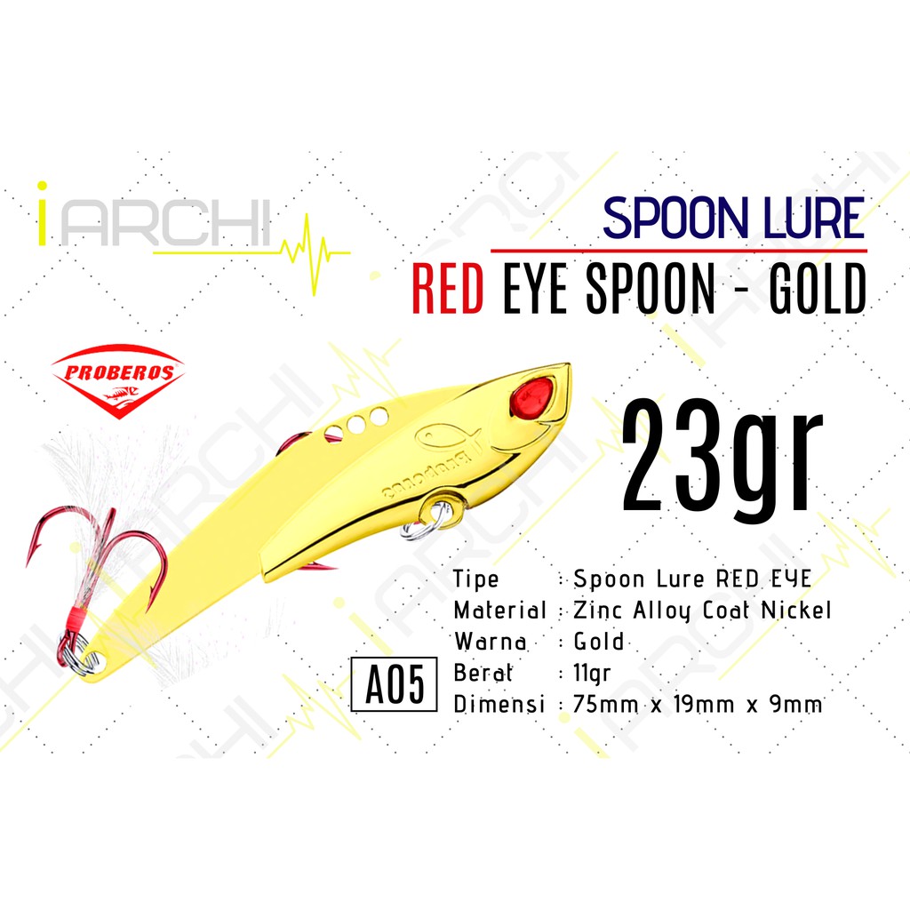 RED EYE SPOON Lure 23 gr GOLD UL Spun Castjig 23gr Cast jig
