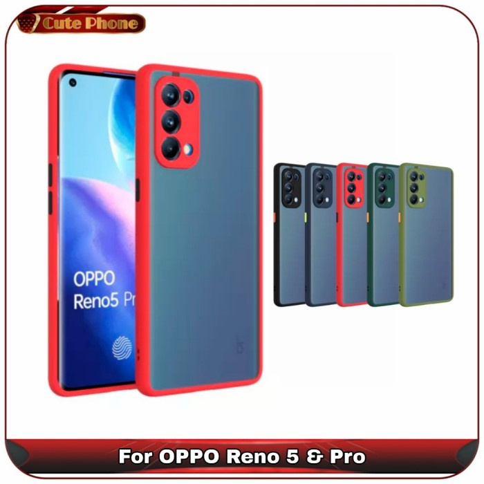 Casing Hard Soft Case OPPO Reno 5 Reno5 Pro Matte Blur Camera Ring