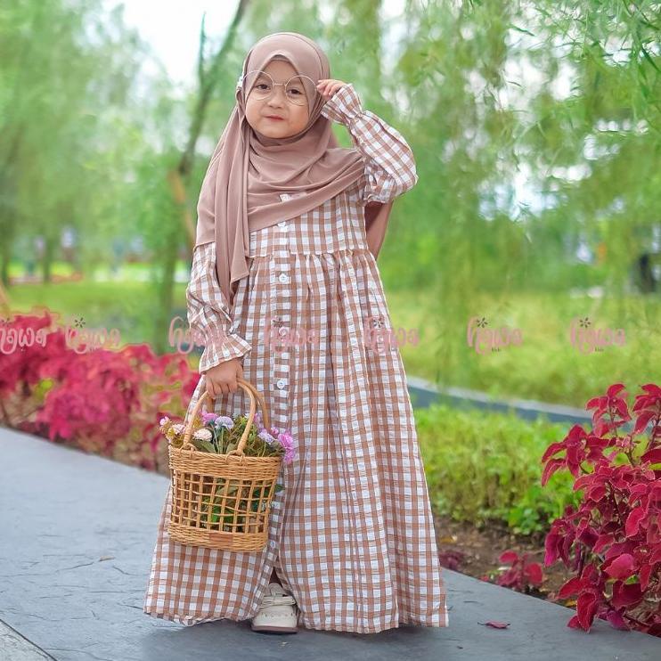 Tren Kekinian.. Gamis Anak Set Jilbab Agnia Original By Hawa Kids