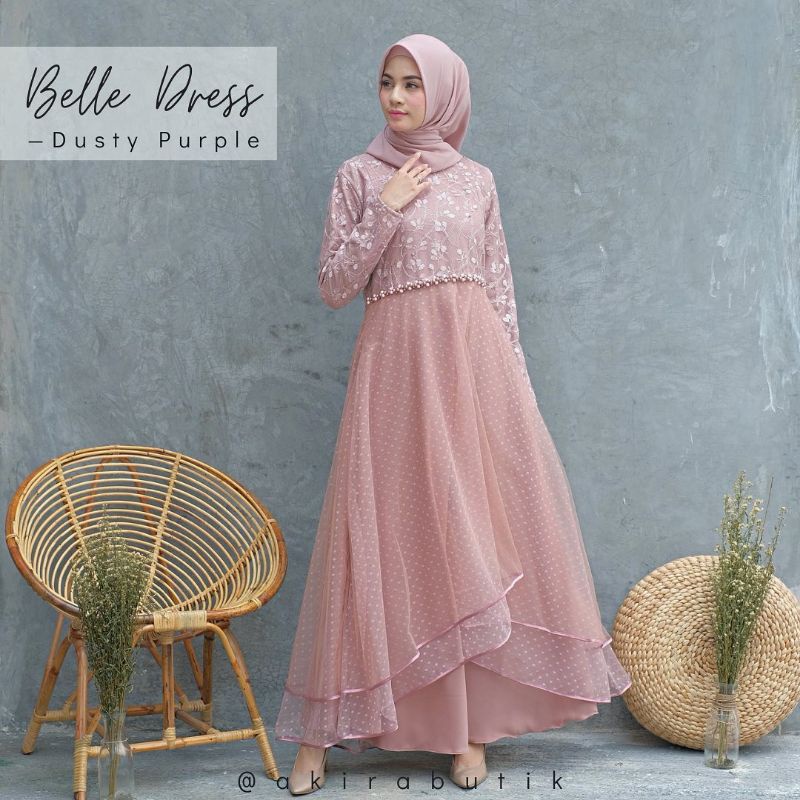 KUALITAS TERBAIK [READY JUMBO] Gamis Belle Premium TERMURAH Bayar COD / Gamis brokat / Baju Muslim W