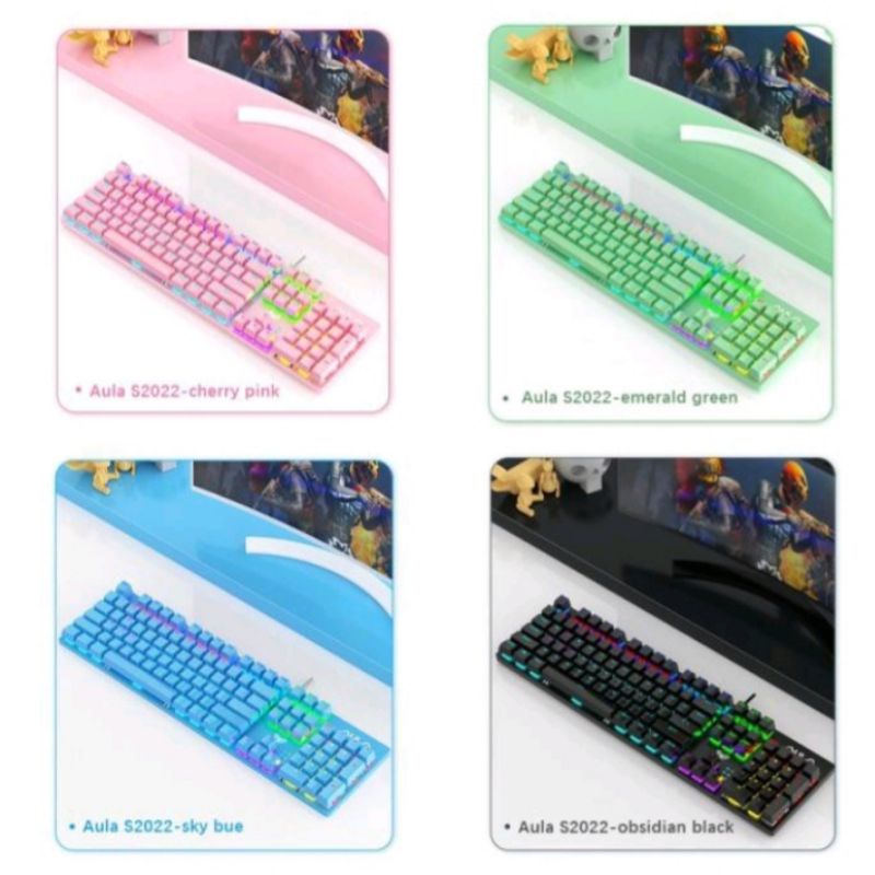 Keyboard Gaming Mechanical AULA S-2022 LED- Macro Software suport otg