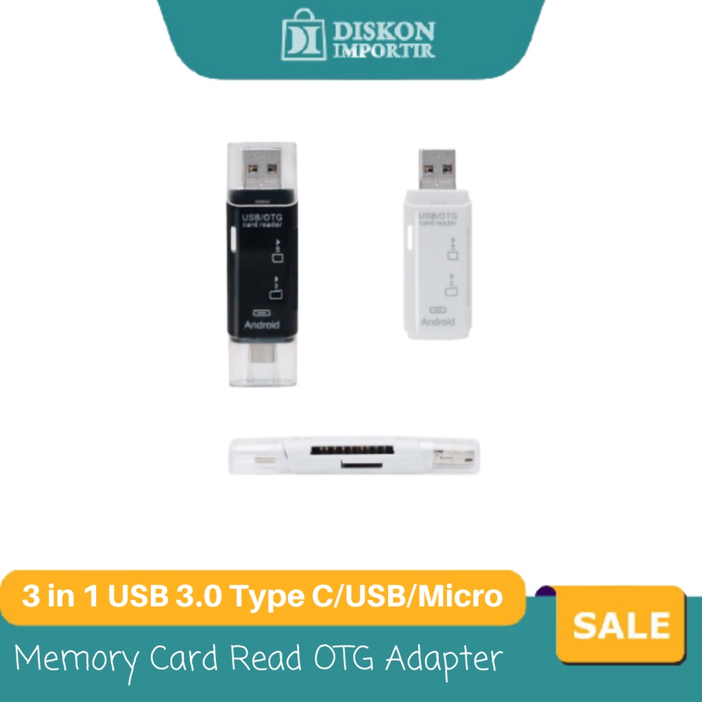 3 in 1 USB 3.0 Type C/USB/Micro USB SD TF Memory Card Read OTG Adapter (Bisa COD)