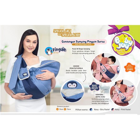 GENDONGAN SAMPING BAYI BABY JOY PINGUIN SERIES - BJG 2019 Terbaru